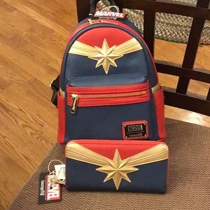 Captain Marvel Loungefly Backpack and Wallet